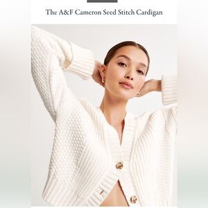 Abercrombie & Fitch Cameron Seed Stitch Cardigan in white